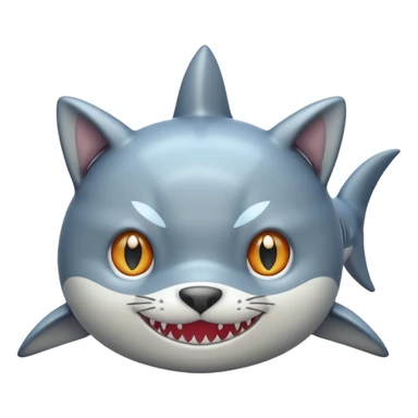 shark body with a cat face sticker