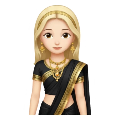 Russian girl in Indian blacksaree show full image from head to leg sticker