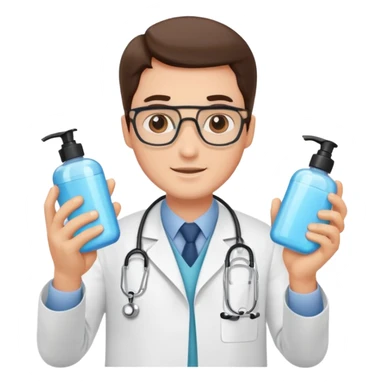 doctor man holding skincare products sticker