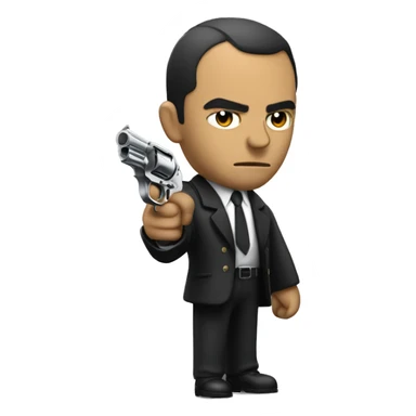 mafia member holding a revolver pistol in hands and only visible upper body sticker