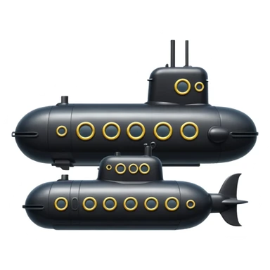 can you generate an emoji of a small black submarine with only two portholes? sticker