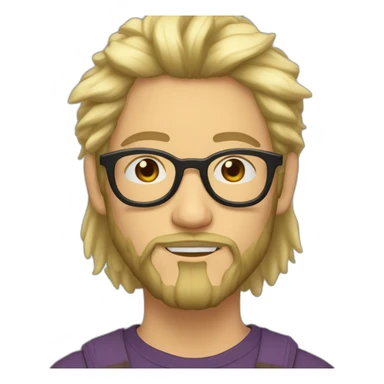 Non binary Big lebowsky blond round glasses chaotic beard long hair drink rhum sticker