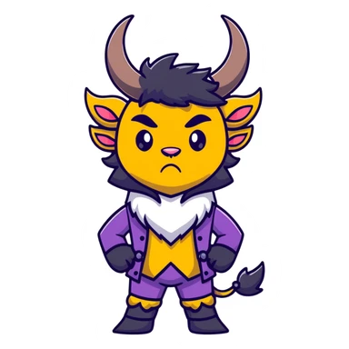 Beast from Beauty and the Beast with human-like mouth and facial expression, still with horns and fur, wearing prince outfit sticker