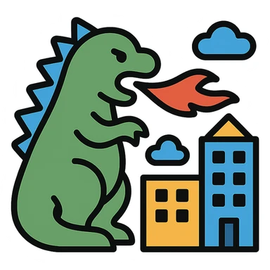 Godzilla attacking a city sticker
