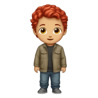 Afghan baby boy with red hair, red eyes, red shirt  sticker