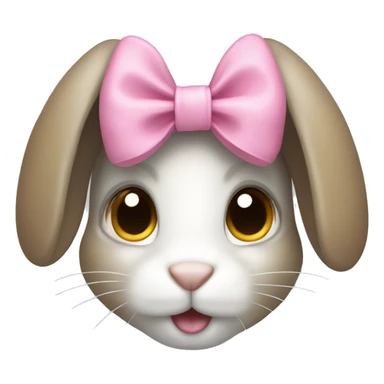White-gray-light brown bunny with pink bow,  sticker