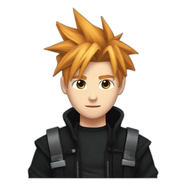 Cloud strife ginger hair and black clothes sticker