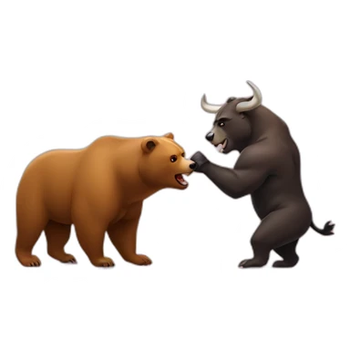 Bear and a bull fighting sticker