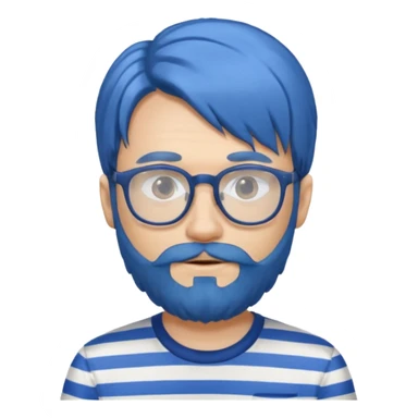 blue long hair glasses man with beard and striped shirt sticker