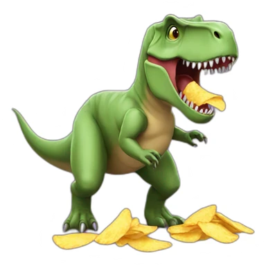 t rex eating chips  sticker