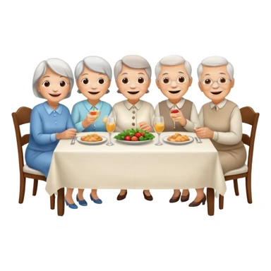 4 elderly people having dinner sticker