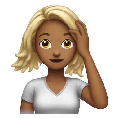 The girl holds onto her hair    sticker