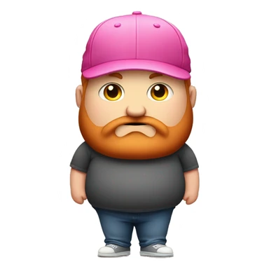 chubby and fat white guy with a big and poofy red beard and a pink snapback hat sticker