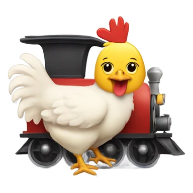 Chicken driving a train sticker