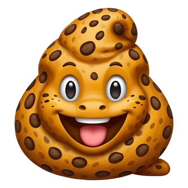 a leopard-colored poop with face and smile sticker