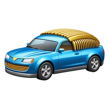 superhero car shaped like a giant comb with bristles, beard-themed vehicle sticker