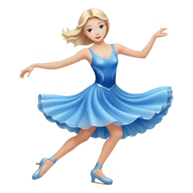 The ice skater girl in the sparkling blue dress spins gently sticker