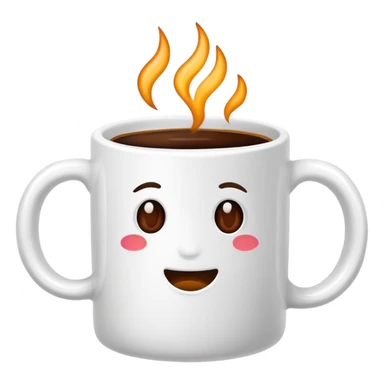 complete white colored mug without eyes and mouth, with coffee inside  sticker