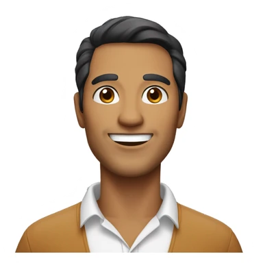 middle aged man with caramel skin, longer black hair, a smiling face without a beard. Clean eyebrows sticker