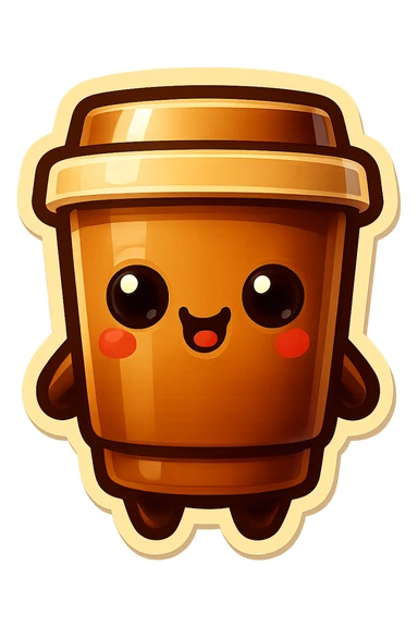 Tall coffee cup, large heart, chaotic heart sticker