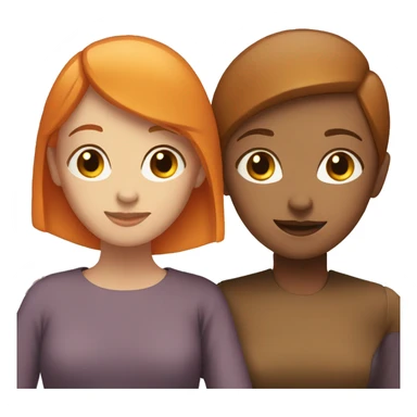 woman with brown buzzcut and woman with orange hair hugging sticker