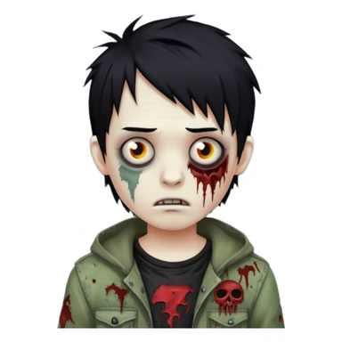 boy zombie with black hair emo sticker