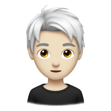 pale skin emo boy, black hair, avant garde fashion sticker