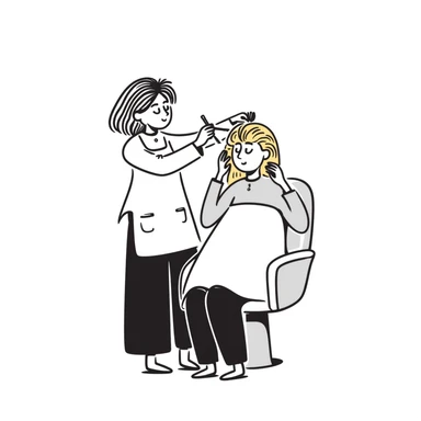 female at the hairdresser with foils and highlights in her blonde hair sticker