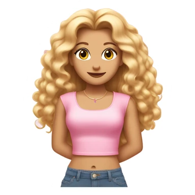 Glinda wearing a pink Shakira croc top and short jeans  sticker