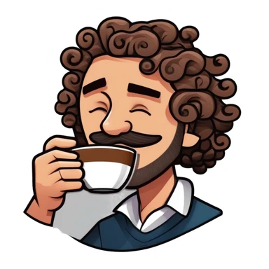 Curly Colombian guy drinking coffee sticker