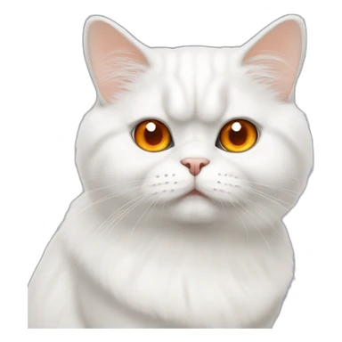 white persian chinchilla cat with orange eye  look stupid sticker