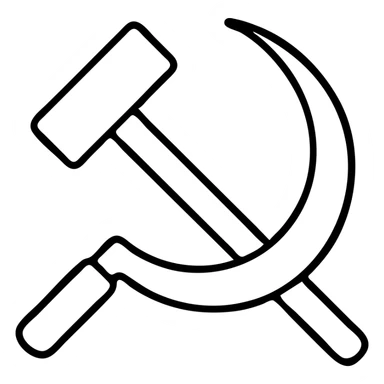 A hammer and sickle tool symbol with the hammer and sickle crossed sticker