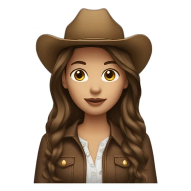 cowgirl brunette straight hair sticker
