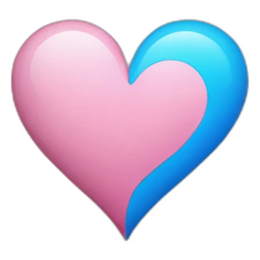 Half blue half pink heart  sticker
