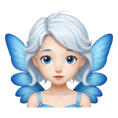 A shy white hair fairy with soft blue wings sticker