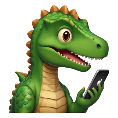 Dinosaur looking in phone with love in his eyes sticker