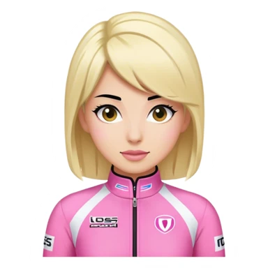 black hair blond skin woman in pink racing suit sticker