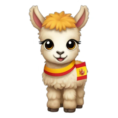 Baby llama with the Spain flag sticker