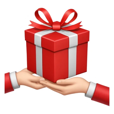 hand giving a gift box, apple emoji style, simple, clear, no text sticker