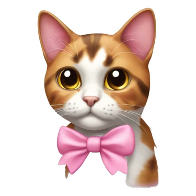calico cat with pink bow sticker