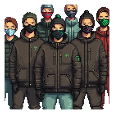 group of men with black ski masks sticker