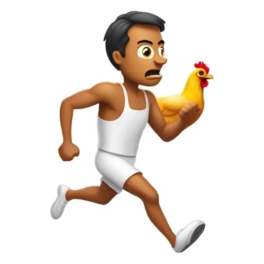 Chicken chasing tanned man sticker