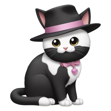 tuxedo cat with kuromi hat sticker