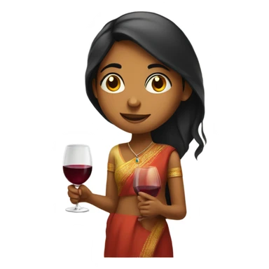 indian girl holding glass of wine sticker