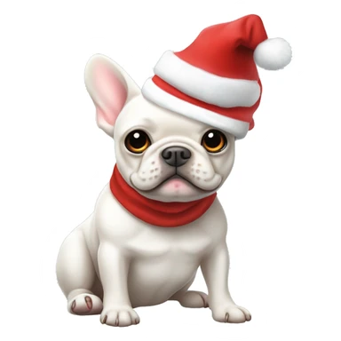 White French bulldog wearing a Christmas hat ￼ sticker