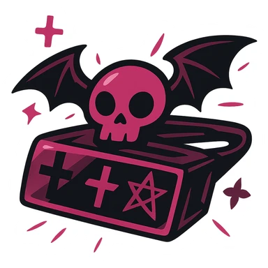 gothic hair clip, bold colors, dynamic shading, energetic, gothic motifs, black and magenta sticker