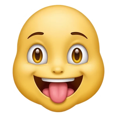 Emoji with its tounge out smiling whilst staring up sticker