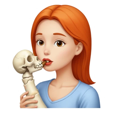 naked big boobed woman kissing a big bone sticker