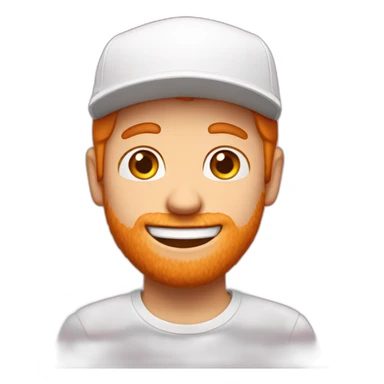 guy with short ginger hair wearing a white hat and a pink tshirst looking excited and super happy sticker