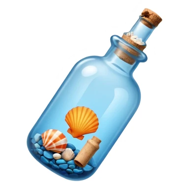 A Message Bottle, blue, shell inside sticker